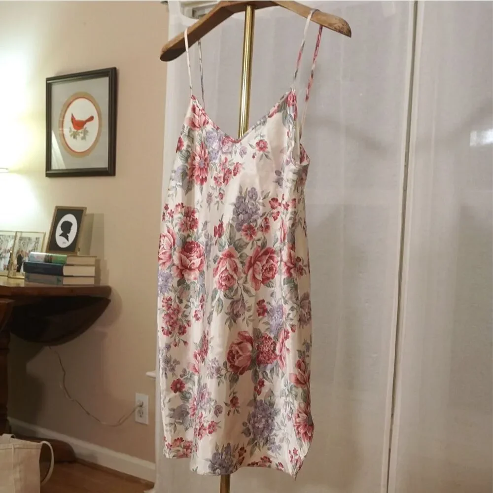 Vintage 90s Alexandra Nicole Floral Satin Nightie - Picture 5 of 6